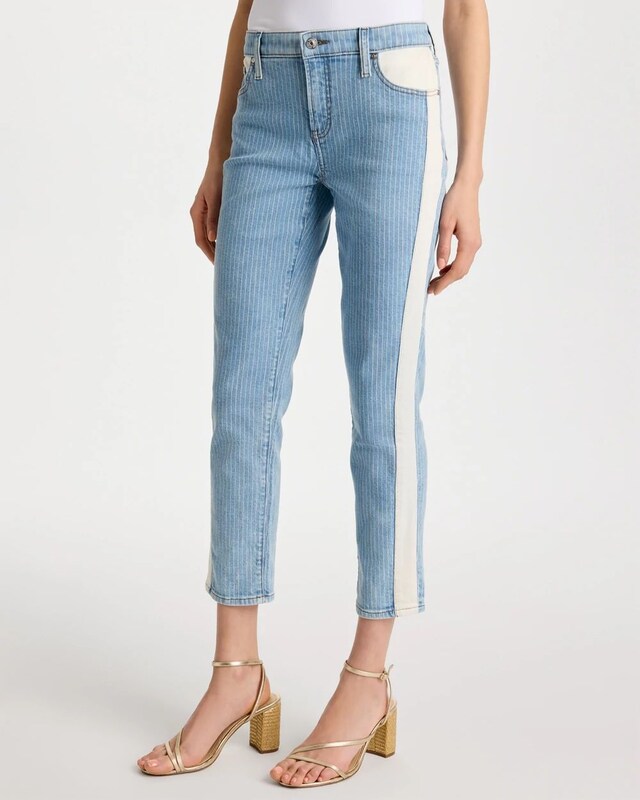 Girlfriend Ticking Stripe Crop Jeans